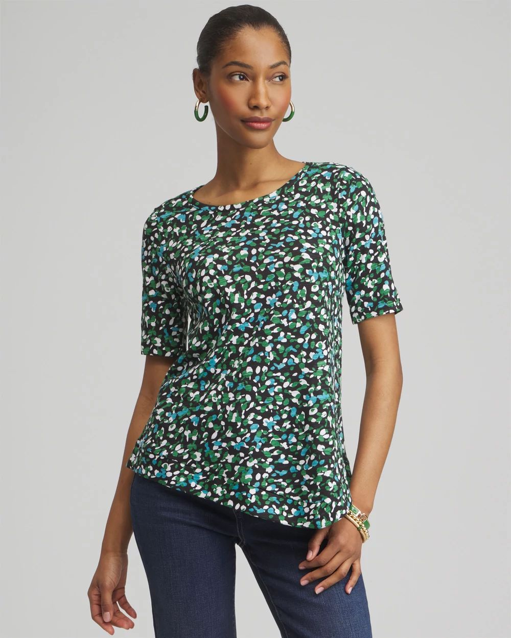 Dots Asymmetrical Elbow Sleeve Tee | Chico's
